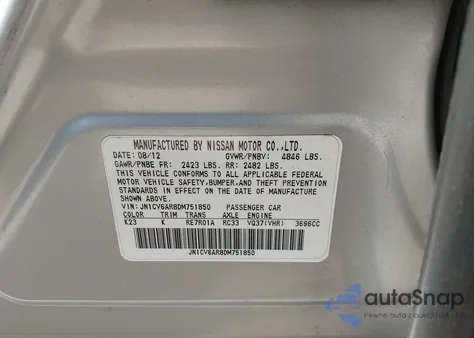 2013 Infiniti G37X z USA, uszkodzony, nr VIN JN1CV6AR8DM751850